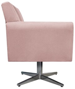 Poltrona Laura Base Giratória de Metal Suede Rosê - ADJ Decor