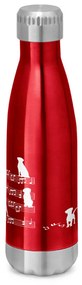 Garrafa Térmica Inox Brilhante 510 ml Cachorro Musical Branco - Vermelho
