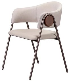 Cadeira Fleur Assento Linho Bege Base Bronze - 77289 Sun House