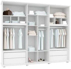 Guarda-Roupa Casal com Espelho 6 Portas 4 Gavetas Canadá Branco - RV Móveis