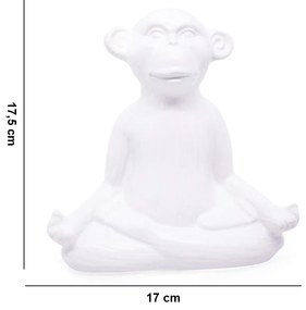 Enfeite Decorativo Macaco Yoga Meditação Cerâmica Branco 17 cm F04 - D'Rossi