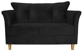 Kit Namoradeira + 2 Poltronas Ibis Sala Recepção Suede Preto