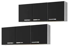 Kit 2 Armários Aéreos Parma 150cm 3 Portas Branco/Preto - Lumil Móveis