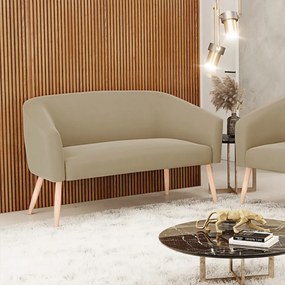 Namoradeira 02 Lugares Stella Suede Pés Palito Natural - D'Rossi - Marrom Rato