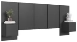 Cabeceira Cama Queen 220cm e Mesas Laterais Ohana Grafite A05 - Mpozen