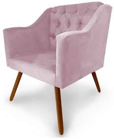 Poltrona Decorativa Capitonê Amanda Retrô Suede Rosa - Loja Sheep - Rosa