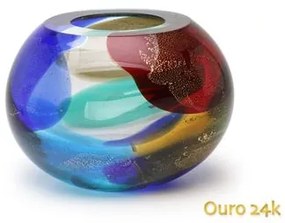 Vasinho Cromos 3 Colorido com Ouro Murano Cristais Cadoro