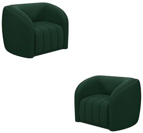 Kit 2 Poltronas Decorativas Sala de Estar Adam Veludo Verde G45 - Gran Belo