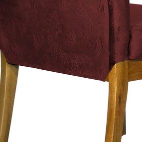 Cadeira Para Sala de jantar Eloisa Suede Floral Marsala