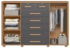 Cômoda Para Quarto 7 Gavetas 160cm Fontaine A02 Freijó/Titanium - Mpoz