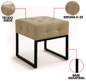 Poltrona Sala e Puff Decorativo Industrial Elisa Suede D03 - D'Rossi - Marrom Rato