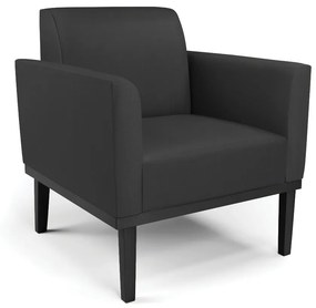 Poltrona Decorativa Isabella Pés Fixo em Madeira Preto PU Preto G19 - Gran Belo