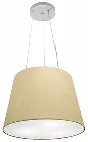 Lustre Pendente Cone Md-4152 Cúpula em Tecido 30/40x30cm Algodão Crú - Bivolt