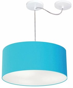 Lustre Pendente Cilíndrico Com Desvio De Centro Md-4147 Cúpula  50x25cm Azul Turquesa - Bivolt