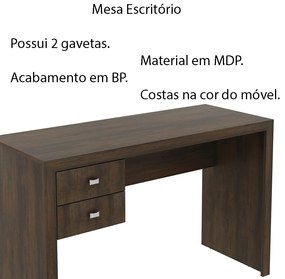 Mesa com 2 Gavetas para Escritório Home Office ME4123 MDP Rustico G69 - Gran Belo
