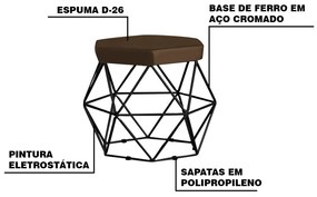 Kit 2 Puff Decorativo Base Preta Elsa Suede Marrom G41 - Gran Belo