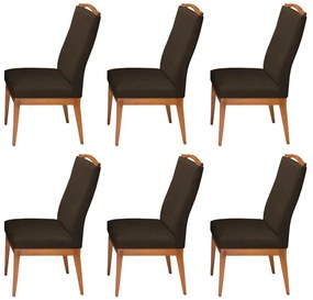 Conjunto 6 Cadeiras Decorativa Lara Aveludado Marrom