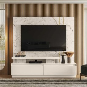 Home Theater Braun 2 Gavetas MDP até 75 Calacata/OffWhite G97 - Gran Belo