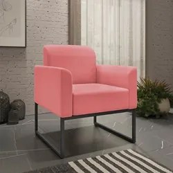 Kit Namoradeira e 1 Poltrona Decorativa Base Industrial Preta Maressa