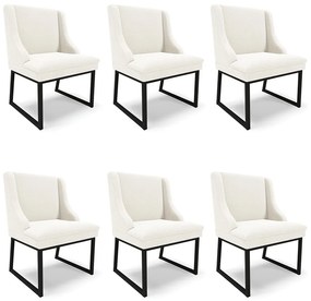 Cadeira Sala de Jantar Industrial Preto kit 6 Liz Bouclê D03 - D'Rossi - Off White