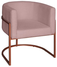 Poltrona Base Industrial Bronze Sala de Estar Lety Veludo - Rose
