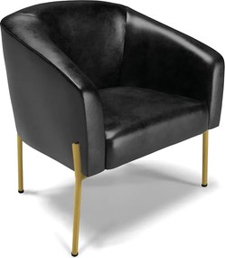 Cadeira Sala de Jantar Pé de Ferro Dourado Stella Sintético PU D03 - D'Rossi - Preto