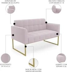 Namoradeira e Poltrona Industrial Dourado Ana Bouclé Rosê - Ibiza