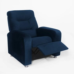 Poltrona Do Papai Reclinável Madri Suede Azul Marinho