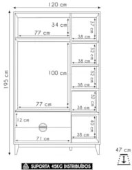 Guarda Roupa Solteiro 120cm 3 Portas Ipê Cinamomo/Branco    - Albatroz