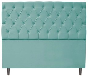 Cabeceira Estofada Liverpool 140 cm Casal Suede Azul Tiffany - ADJ Decor