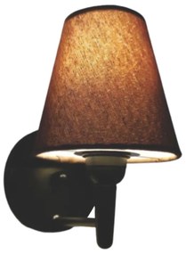 Arandela Cone Md-2004 Base Preto Cúpula em Tecido 14/14x07cm Café - Bivolt