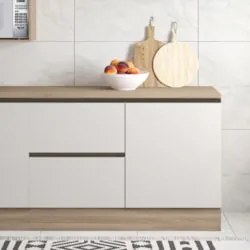 Armário de Cozinha CP01 e Tampo Grace Carvalho Oak/Off White Z44 - Mpo