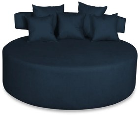 Sofá Chaise Eva Redondo 02 Lugares Suede Azul Marinho