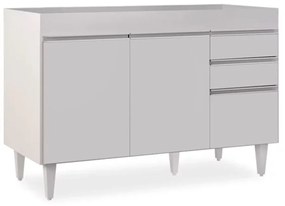 Balcão de Cozinha Lavanderia sem Tampo 02 Gavetas Beth 120 cm - D'Rossi - Branco