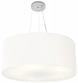 Lustre Pendente Cilíndrico Md-4074 Cúpula em Tecido 60x30cm Branco - Bivolt