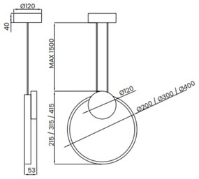 Pendente Signo Ø30X3,1Cm Aro Vertical Led 12W 3000K Bivolt Alumínio Pr...