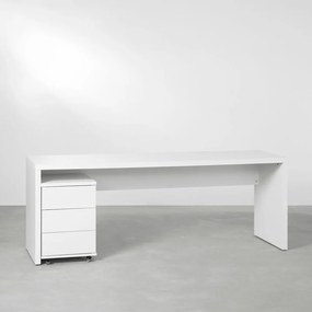Conjunto Office - Bancada Contemporânea Branco 1,36m + Gaveteiro Contemporâneo Branco 42,5cm - Conjunto Office - Bancada Contemporânea Branco 1,36m + Módulo Contemporâneo Branco 42,5cm
