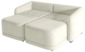 Sofá Cama Modulado Retrátil e Reclinável Decorativo Varsóvia 236cm Veludo Bege G33 - Gran Belo