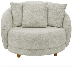 Poltrona Decorativa Base Fixa Galáxia com Almofadas Boucle Off White G45 - Gran Belo