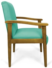 Poltrona Eloisa Suede Base de Madeira Castanho D03 - D'Rossi - Azul Turquesa