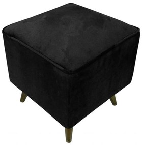 Puff Quadrado Modena Sigma em Suede com Pés Palito Inclinado - Preto