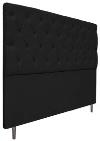 Cabeceira Estofada Liverpool 140 cm Casal Suede Preto - ADJ Decor