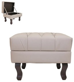 Puff Baú Decorativo Capitonê Luis XV 50x40cm Corano Bege - Sheep Estofados - Bege