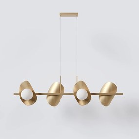 Pendente Calandra Linear 27X21X95Cm Alumínio E Globo Ø10Cm Fosco 4Xg9... (CHAMPANHE, FOSCO)