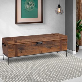 Baú Decorativo para Sala de Estar Quarto Teneci Grafite Madeira Maciça Rustic Brown G54 - Gran Belo