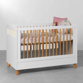 Berço Mini Cama Ollie com Pés Natural - Branco Fosco
