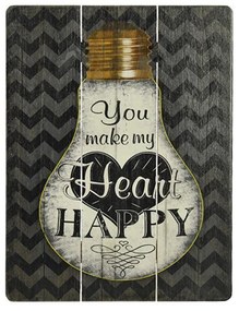 Quadro Decorativo MDF Happy Colorido 30x40  cm - D'Rossi