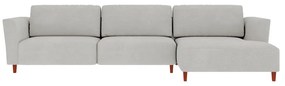 Sofá 370cm com Chaise Direita Franz Suede Cinza G52 - Gran Belo