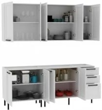 Armário Cozinha 4 Peças Balcão Para Pia CP6A Zaya Branco T01 - Mpozena