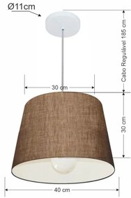 Lustre Pendente Cone Md-4240 Cúpula em Tecido 30/40x30cm Café - Bivolt